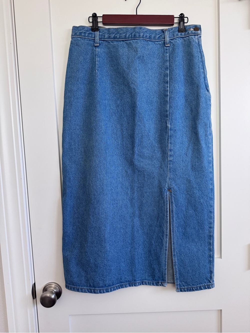 Vintage Hunt Club Blue Denim Pencil Skirt with Front Slit  and back Slit Large